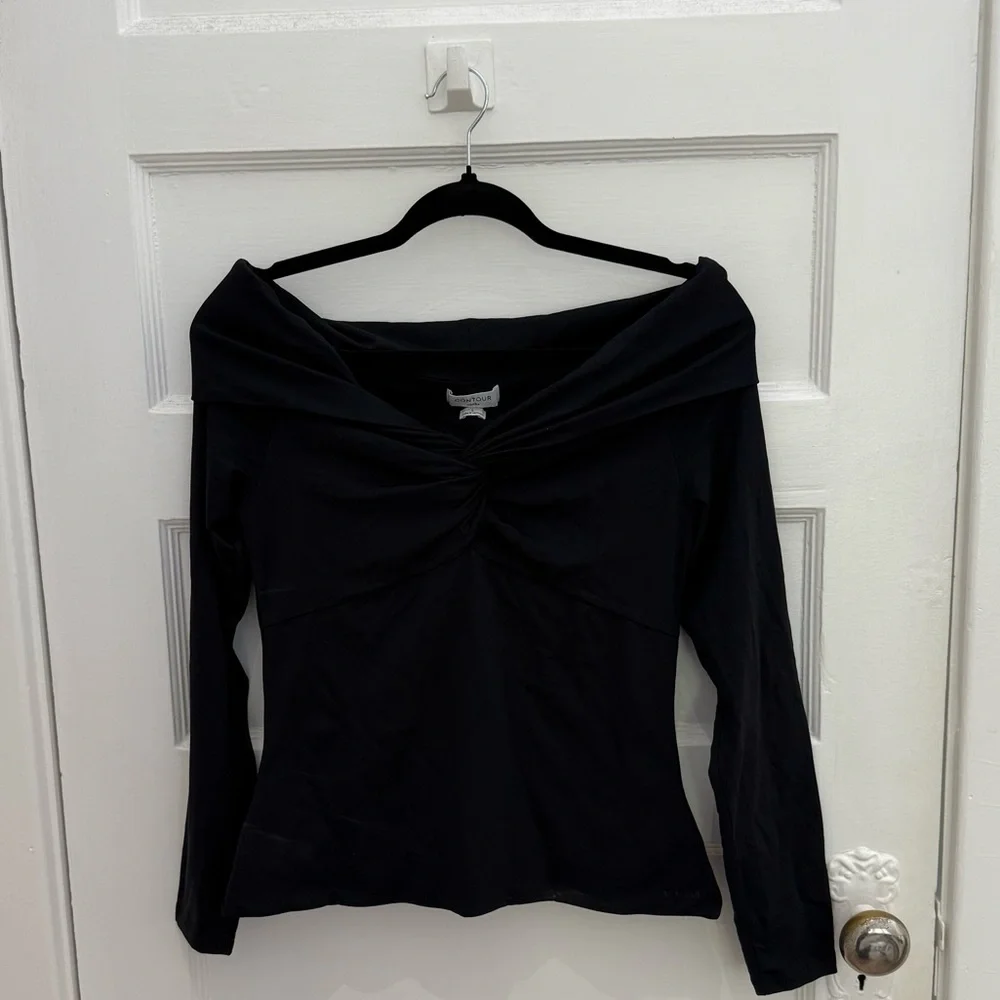 Aritzia Contour Twist Off-Shoulder Top In Black, Size L - Picture 2 of 3